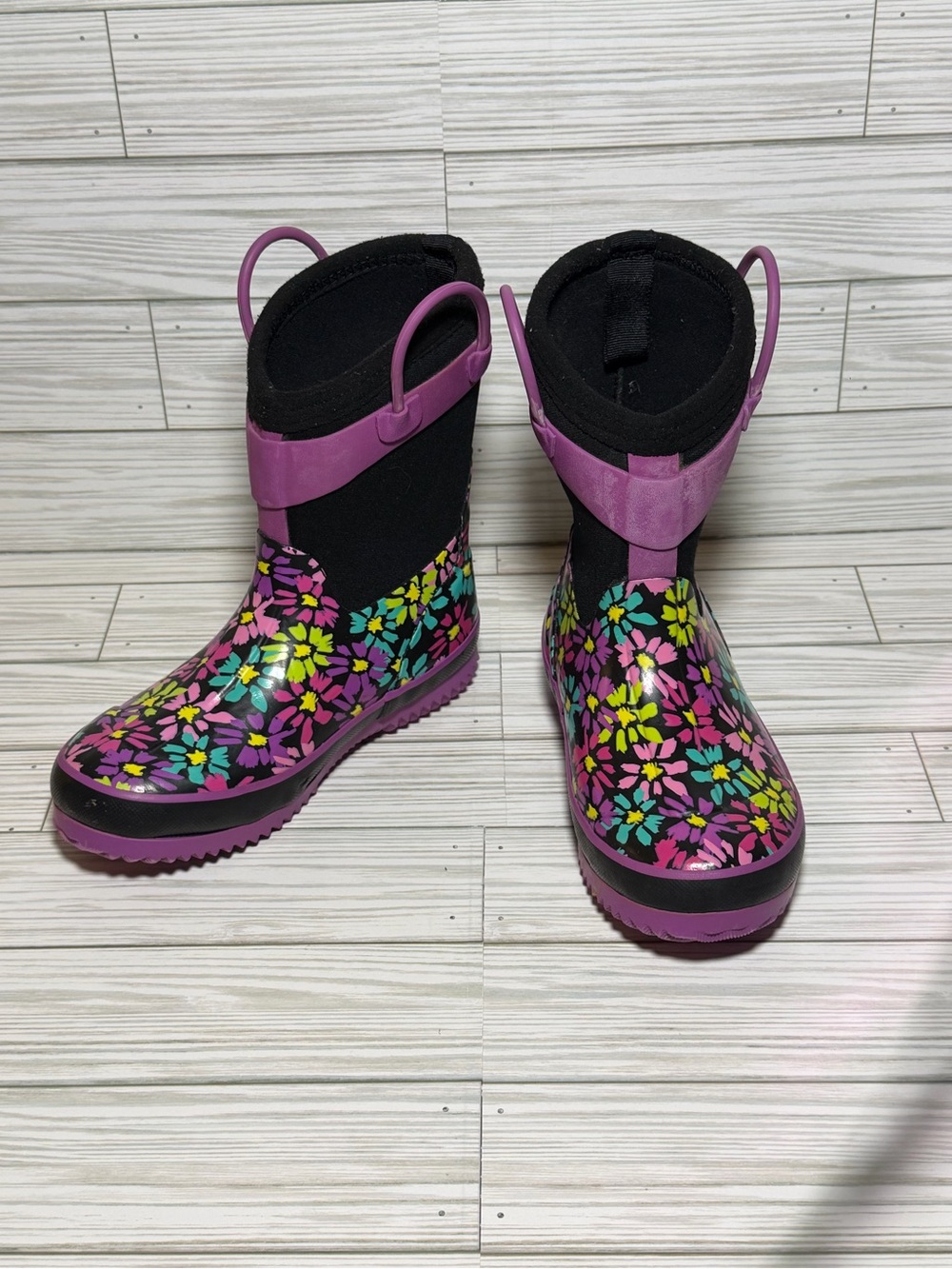 Western Chief Daisy Floral Neoprene Rain Boots Girls US 13/1 Purple Waterproof